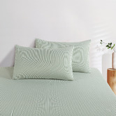 Violette Casa Green Eliora Yarn-Dyed Washed Microfibre Quilt Cover Set