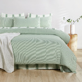 Violette Casa Green Eliora Yarn-Dyed Washed Microfibre Quilt Cover Set