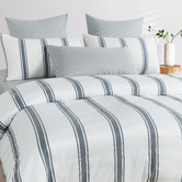 Violette Casa Blue Soren Yarn-Dyed Washed Microfibre Quilt Cover Set
