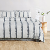 Violette Casa Blue Soren Yarn-Dyed Washed Microfibre Quilt Cover Set