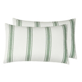 Violette Casa Green Soren Yarn-Dyed Washed Microfibre Quilt Cover Set