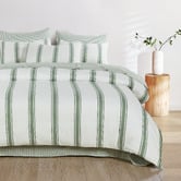 Violette Casa Green Soren Yarn-Dyed Washed Microfibre Quilt Cover Set