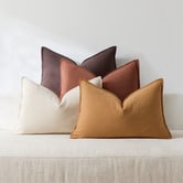 Violette Casa 4 Piece Maddox Rectangular Cotton &amp; Linen Cushion Cover Set