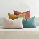 Violette Casa 4 Piece Kenzie Rectangular Chenille Cushion Cover Set