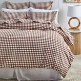 Violette Casa Chocolate Gingham Washed Cotton Quilt Cover Set