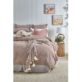 Violette Casa Chocolate Gingham Washed Cotton Quilt Cover Set