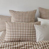 Violette Casa Chocolate Gingham Washed Cotton Quilt Cover Set