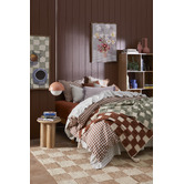 Violette Casa Chocolate Gingham Washed Cotton Quilt Cover Set