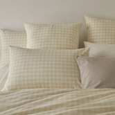 Violette Casa Oatmeal Gingham Washed Cotton Quilt Cover Set