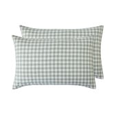 Violette Casa Sage Gingham Washed Cotton Quilt Cover Set
