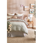 Violette Casa Sage Gingham Washed Cotton Quilt Cover Set