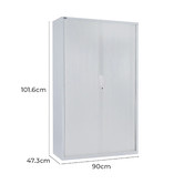 Rein Office 90cm White Remo Tambour Door Cupboard with Shelves