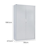 Rein Office 90cm White Remo Tambour Door Cupboard with Shelves