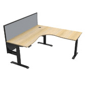 Rein Office Gordon II Electric Sit &amp; Stand Corner Desk with Screen