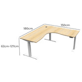 Rein Office Evans 180x150cm Dual Motor Electric Sit &amp; Stand Corner Desk