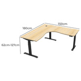 Rein Office Evans 180x150cm Dual Motor Electric Sit &amp; Stand Corner Desk