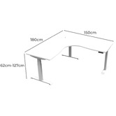 Rein Office Evans 180x150cm Dual Motor Electric Sit &amp; Stand Corner Desk