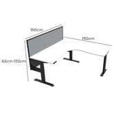 Rein Office Gordon II Electric Sit &amp; Stand Corner Desk with Screen