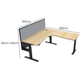 Rein Office Gordon II Electric Sit &amp; Stand Corner Desk with Screen