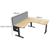 Rein Office Gordon II Electric Sit &amp; Stand Corner Desk with Screen