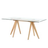 Temple &amp; Webster Rectangular Clear Top 160cm Trestle Dining Table