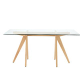 Temple &amp; Webster Rectangular Clear Top 160cm Trestle Dining Table