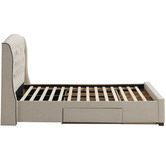 Temple &amp; Webster Beige Audrey Tufted Wingback Bed