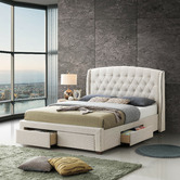 Temple &amp; Webster Beige Audrey Tufted Wingback Bed