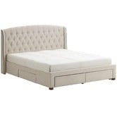 Temple &amp; Webster Beige Audrey Tufted Wingback Bed