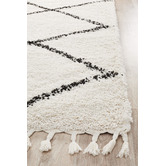 Temple &amp; Webster Black &amp; Cream Viona Fringed Moroccan Rug