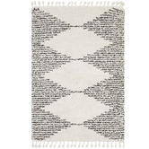 Temple &amp; Webster Black &amp; Cream Zaria Fringed Moroccan Rug