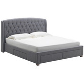 Temple &amp; Webster Grey Audrey Tufted Wingback Bed