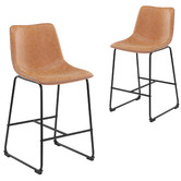 Temple &amp; Webster 66cm Phoenix Vintage-Style Faux Leather Barstools