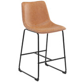 Temple &amp; Webster 66cm Phoenix Vintage-Style Faux Leather Barstools