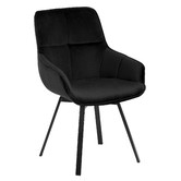 Temple &amp; Webster Black Krystoffer Velvet Swivel Dining Chairs