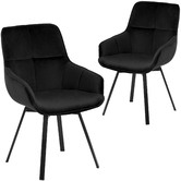 Temple &amp; Webster Black Krystoffer Velvet Swivel Dining Chairs