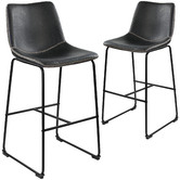 Temple &amp; Webster 66cm Phoenix Vintage-Style Faux Leather Barstools