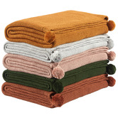 Temple &amp; Webster Pom Pom Knitted Cotton Throw