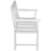 Temple &amp; Webster 3 Seater White Santa Cruz Acacia Wood Outdoor Bench Set