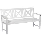 Temple &amp; Webster 3 Seater White Santa Cruz Acacia Wood Outdoor Bench Set