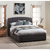 Temple &amp; Webster Grey Audrey Tufted Wingback Bed