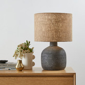 Temple &amp; Webster 56cm Black Sabi Terracotta Table Lamp