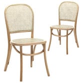 Temple &amp; Webster Luca Solid Beech Wood &amp; Rattan Dining Chairs