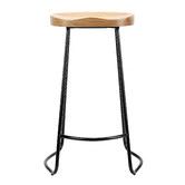 Temple &amp; Webster 75cm Premium Vintage-Style Elm Wood Barstools with Black Legs