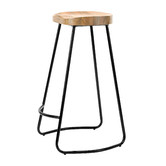Temple &amp; Webster 75cm Premium Vintage-Style Elm Wood Barstools with Black Legs