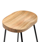Temple &amp; Webster 75cm Premium Vintage-Style Elm Wood Barstools with Black Legs