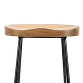 Temple &amp; Webster 75cm Premium Vintage-Style Elm Wood Barstools with Black Legs