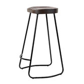 Temple &amp; Webster 75cm Premium Vintage-Style Elm Wood Barstools with Black Legs