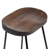 Temple &amp; Webster 75cm Premium Vintage-Style Elm Wood Barstools with Black Legs