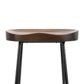 Temple &amp; Webster 75cm Premium Vintage-Style Elm Wood Barstools with Black Legs